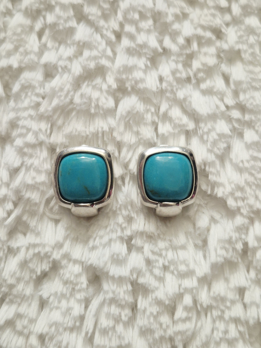 Vintage Sterling Silver Turquoise Stud Earrings